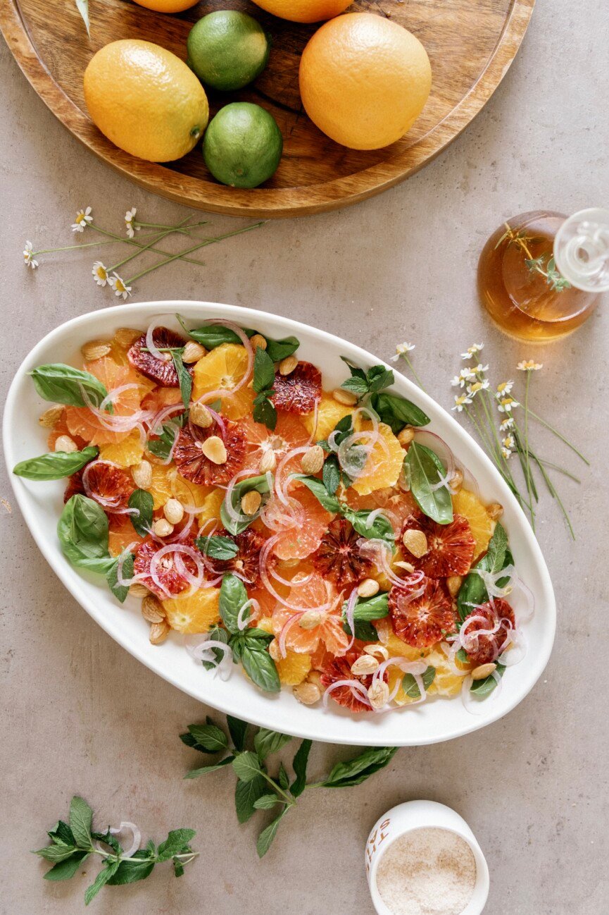 orange and citrus salad with herbs